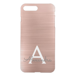 Pink Rose Gold Stainless Steel Monogram iPhone 8 Plus/7 Plus Case