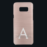 Pink Rose Gold Stainless Steel Monogram Uncommon Samsung Galaxy S8  Case<br><div class="desc">Pink Rose Gold Faux Stainless Steel Elegant Monogram Case. This case can be customized to include your initial and first name.</div>