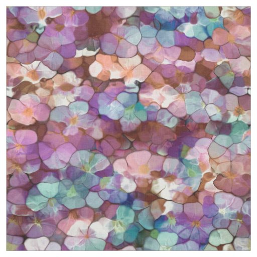 Pink Rose Gold Teal Mosaic Millefiori Flowers Fabric