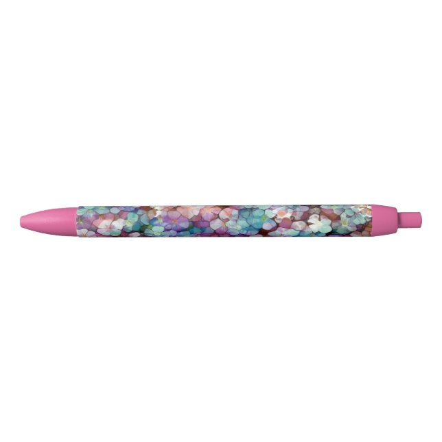 Pink Rose Gold Teal Mosaic Millefiori Flowers Pen (Front)