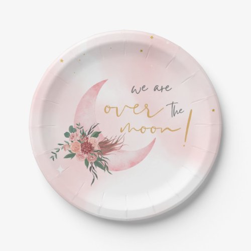 Pink rose gold We are over the Moon Paper Plate
