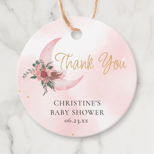 Pink rose gold We are over the Moon Thank You Favor Tags