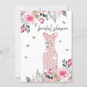 Pink Rose Gold Wedding Gown Floral bridal Shower Invitation (Front)