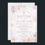Pink Rose Gold Winter Floral Cross Girl Baptism Invitation<br><div class="desc">EDITABLE Pink Rose Gold Winter Floral Cross Girl Baptism Invitation
Elegant Blush Pink Floral Girl Christening Baptism Invitation
Rose Gold Cross Christmas Girl's Holy Bautizo Christening Invite</div>