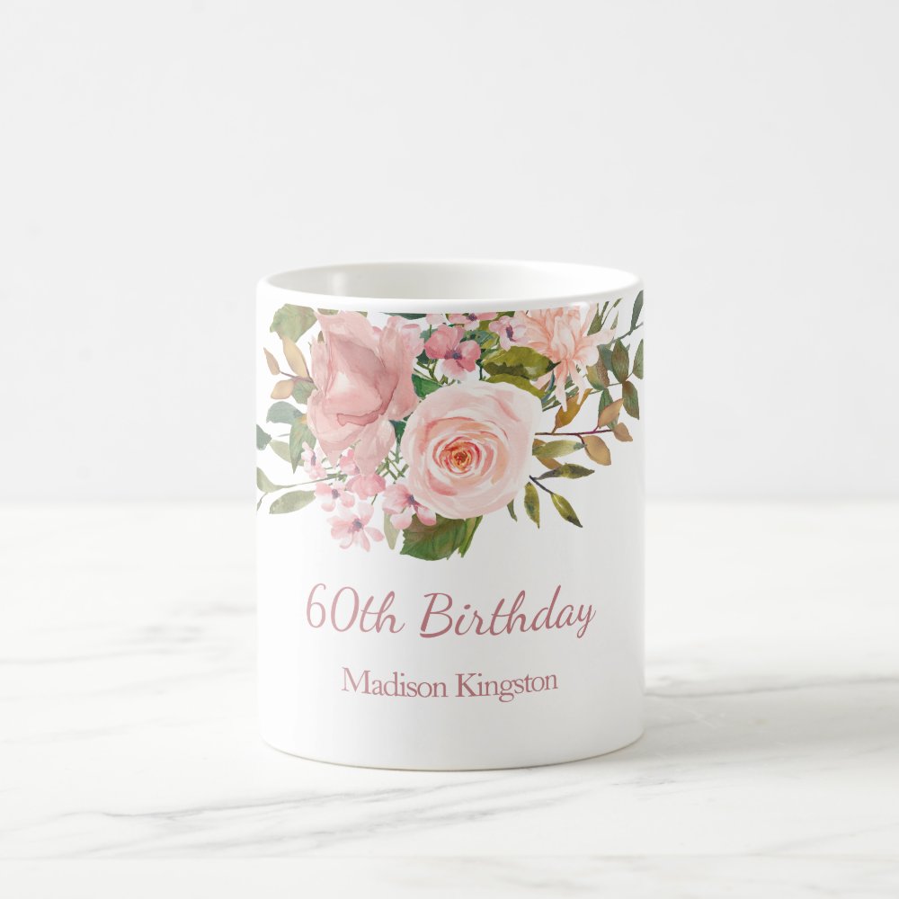 Discover Pink Rose Gold Womans 60th Birthday Party Custom Gift Coffee Mug