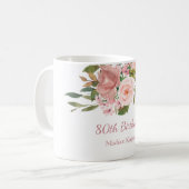 Pink Rose Gold Womans 80th Birthday Party Gift Coffee Mug (Front Left)