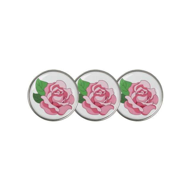 Pink rose golf ball marker (3 Up)