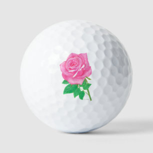 Pink Rose Golf Balls Personalized