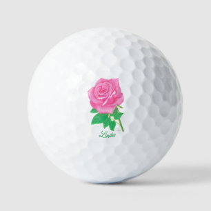 Pink Rose Golf Balls With Text