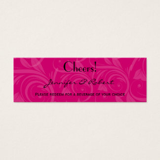 Pink Rose Graphic Wedding Drink Ticket