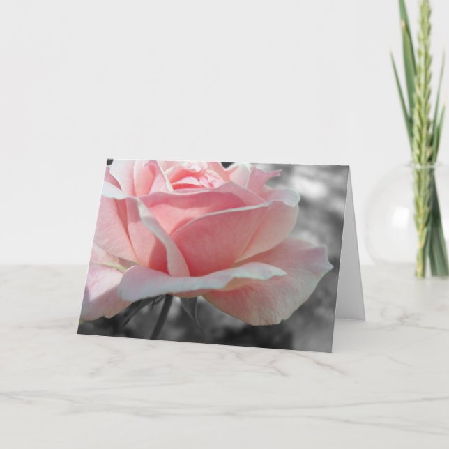 Pink Rose Gray Card (Front)