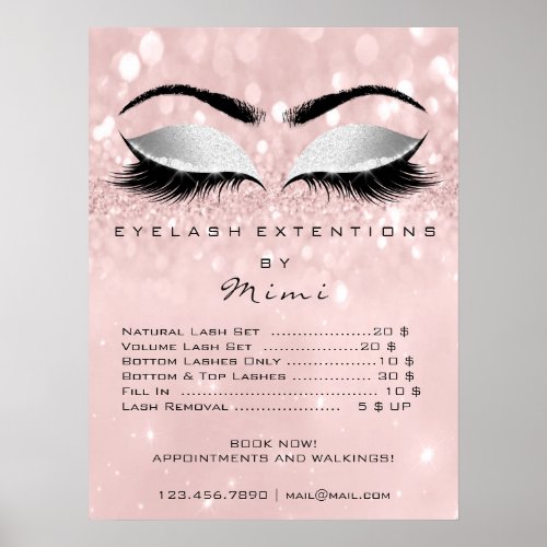 Pink Rose Gray Skin Makeup Eyes Lashes Prices Poster