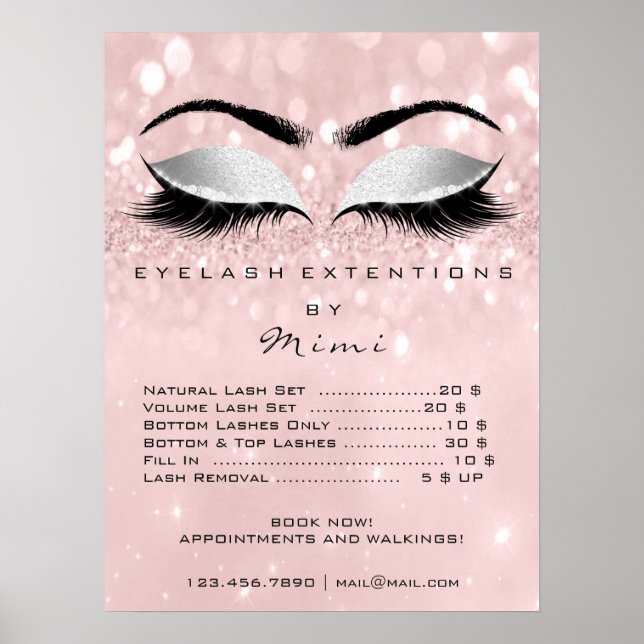 Pink Rose Gray Skin Makeup Eyes Lashes Prices Poster (Front)
