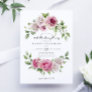 Pink Rose Greenery Floral Arch 90th Birthday Party Invitation