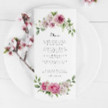 Pink Rose Greenery Floral Arch Wedding or Birthday Menu<br><div class="desc">Pink Rose Greenery Floral Arch Wedding or Birthday Menu</div>