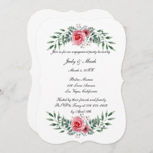Pink Rose Greenery Foliage Engagement Party Invitation