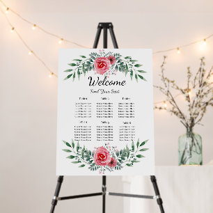 Pink Rose Greenery Foliage Wedding Seating Chart Foam Board
