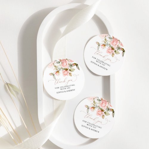 Pink Rose  Greenery Leaves Wedding Favor Tags