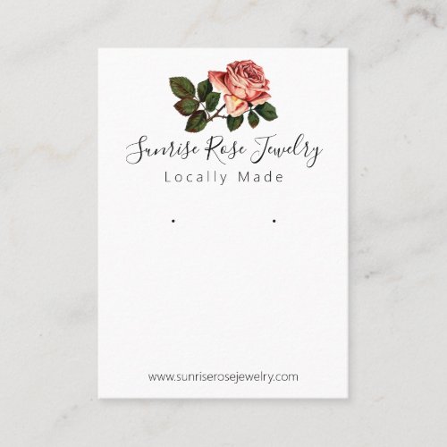 Pink Rose Handmade Jewelry Earring Display Business Card