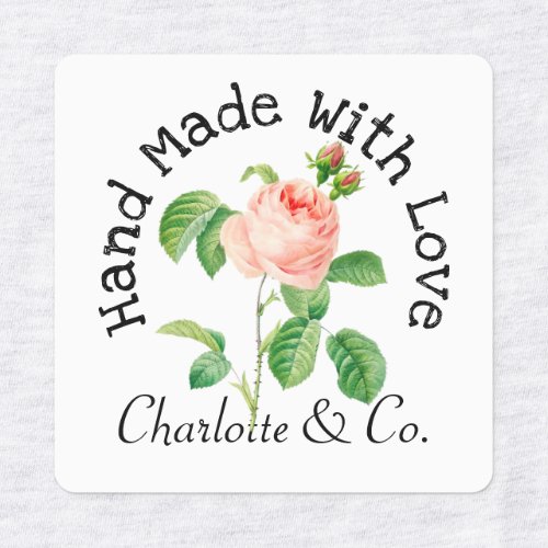 Pink Rose Handmade With Love Product Personalized Labels