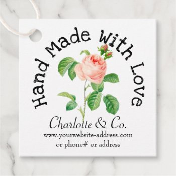 Pink Rose Handmade With Love Product Thank You Favor Tags by Flissitations at Zazzle