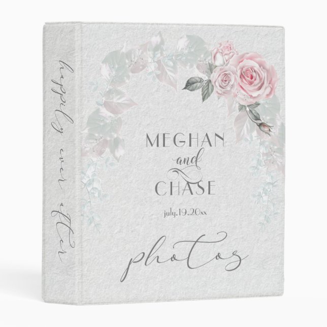 Pink Rose Happily Ever After Wedding Mini Binder (Front/Spine)