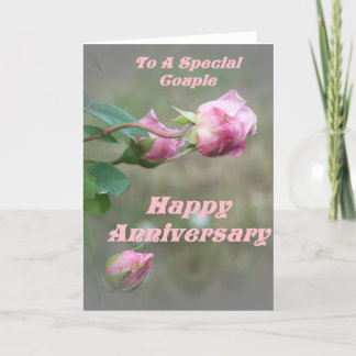 Pink Rose Happy Anniversary Card