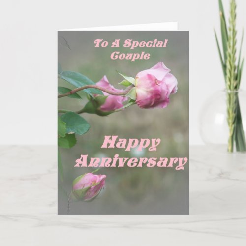 Pink Rose Happy Anniversary Card