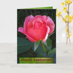 Pink Rose Happy Anniversary Card | Zazzle