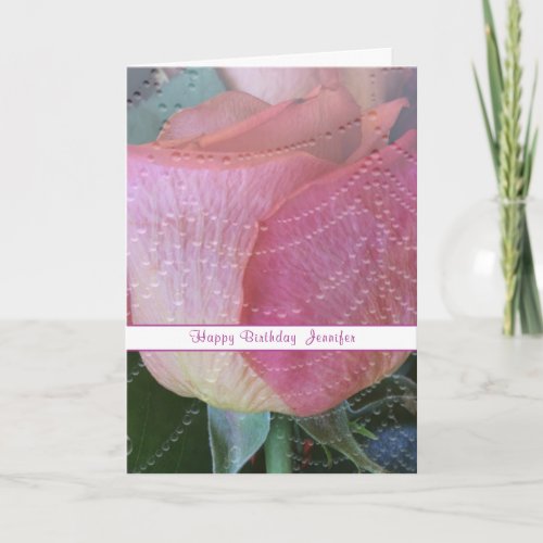 Pink Rose Happy Birthday Folded Greeting Card