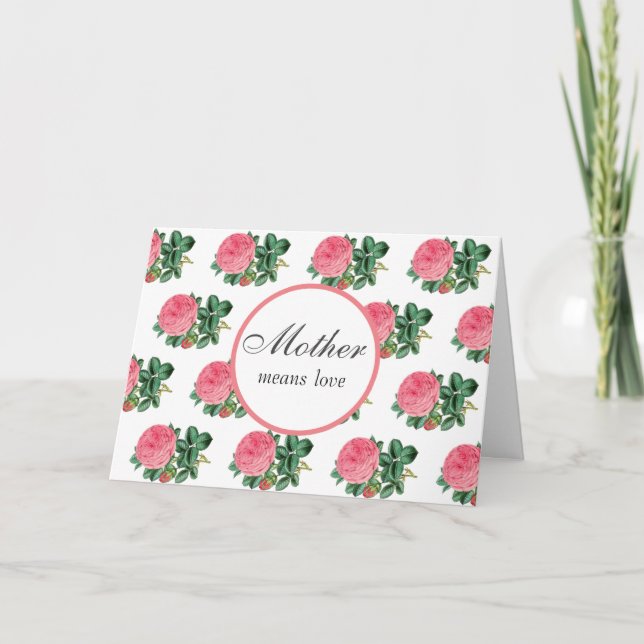 Pink Rose Happy Mother's Day Holiday Greeting Card (Front)