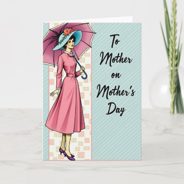 Pink Rose Hat Mothers Day Card (Front)