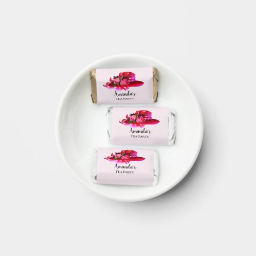 Pink Rose Hat Personalized Tea Party  Hersheys Miniatures