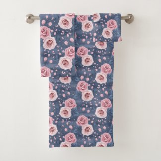 Pink Rose Haze Bath Towel Set