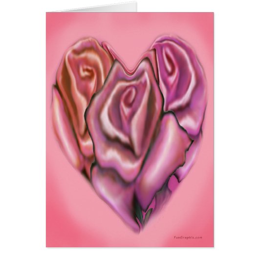Pink Rose Heart Cards (Front)