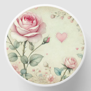 Pink rose heart floral vintage pastel watercolor  mini candle favors