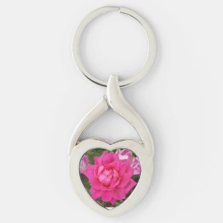 Pink Rose Heart Keychain