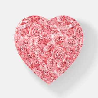 Pink Rose Heart Paperweight