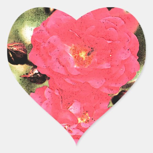 Pink Rose Heart Sticker