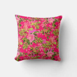 Pink rose hip , pink wild rose hip throw pillow