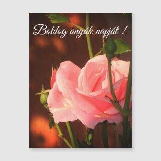Pink rose Hungarian Mother's  Day  - magnetic card