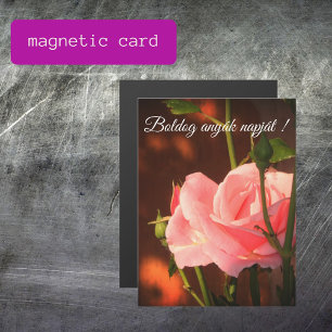 Pink rose Hungarian Mother's  Day  - magnetic card