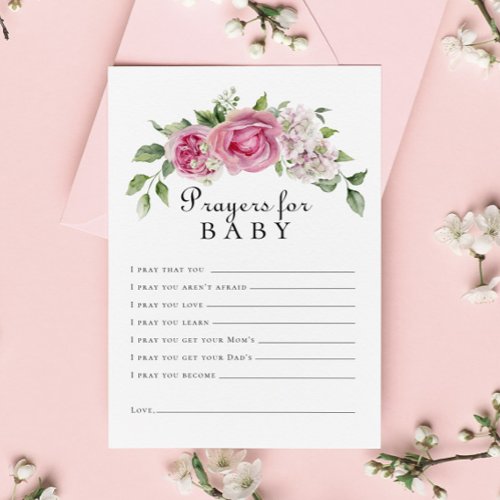 Pink Rose Hydrangea Floral Arch Prayers for Baby Invitation