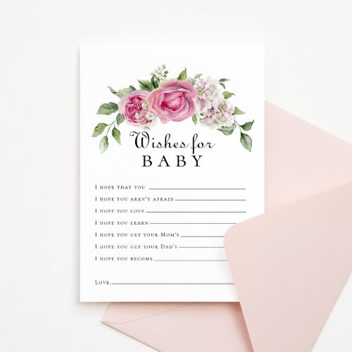 Pink Rose Hydrangea Floral Arch Wishes for Baby Invitation