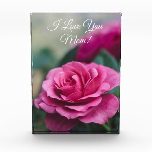 Pink Rose _ I Love You Mom Acrylic Award