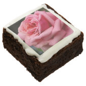 Pink Rose I Pretty Floral Photography Chocolate Brownie (Angled)