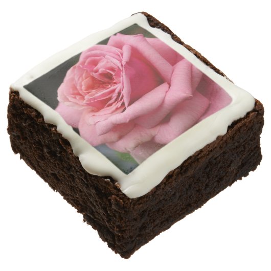 Pink Rose I Pretty Floral Photography Chocolate Brownie (Angled)