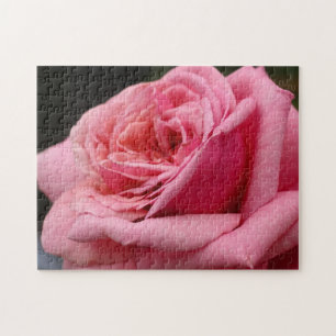 Pink Rose I Pretty Floral Photography Jigsaw Puzzle