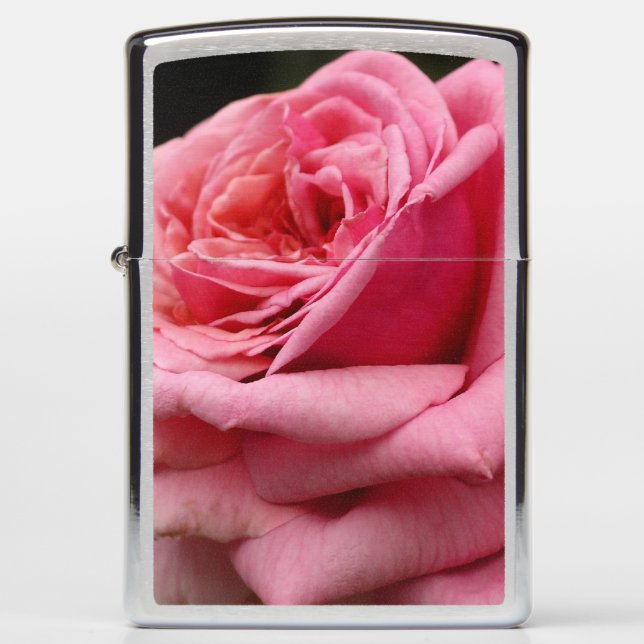 Pink Rose I Pretty Floral Photography Zippo Lighter (Front)