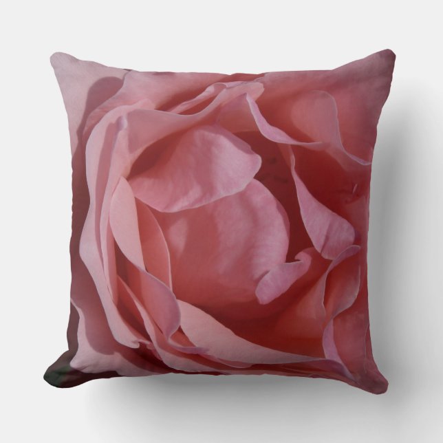 Pink Rose II Pretty Floral Throw Pillow (Front)